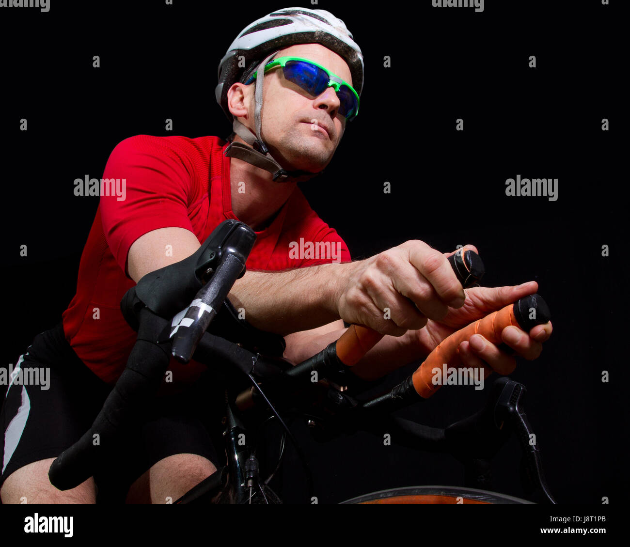 triathlete on bicycle Stock Photo