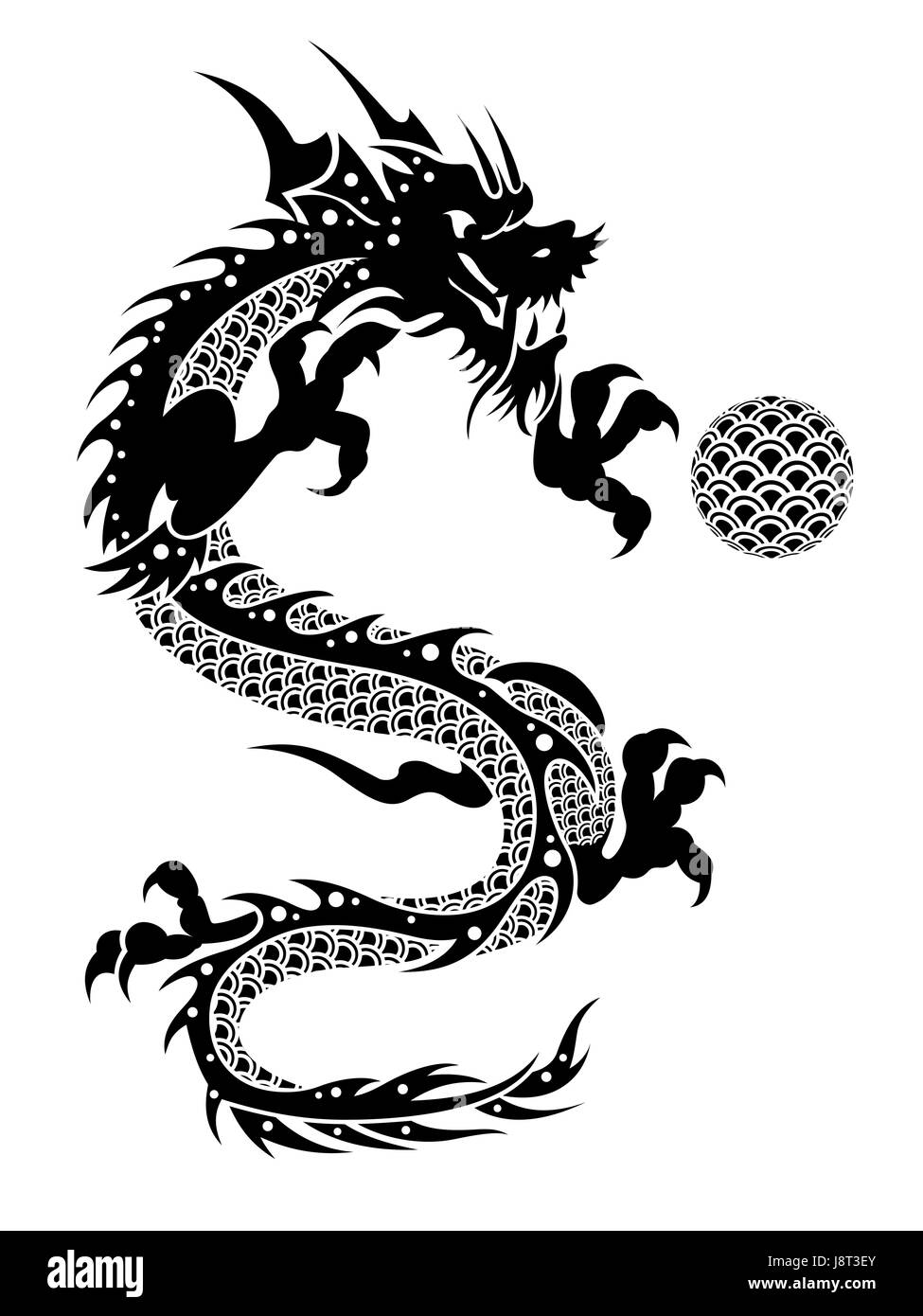 Chinese Dragon Black and White Stock Photos &amp; Images - Alamy