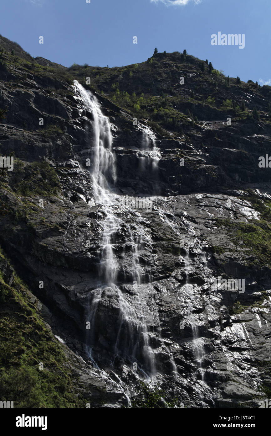 mountains, alps, austrians, rock, waterfall, mountains, stone, alps, austrians, Stock Photo
