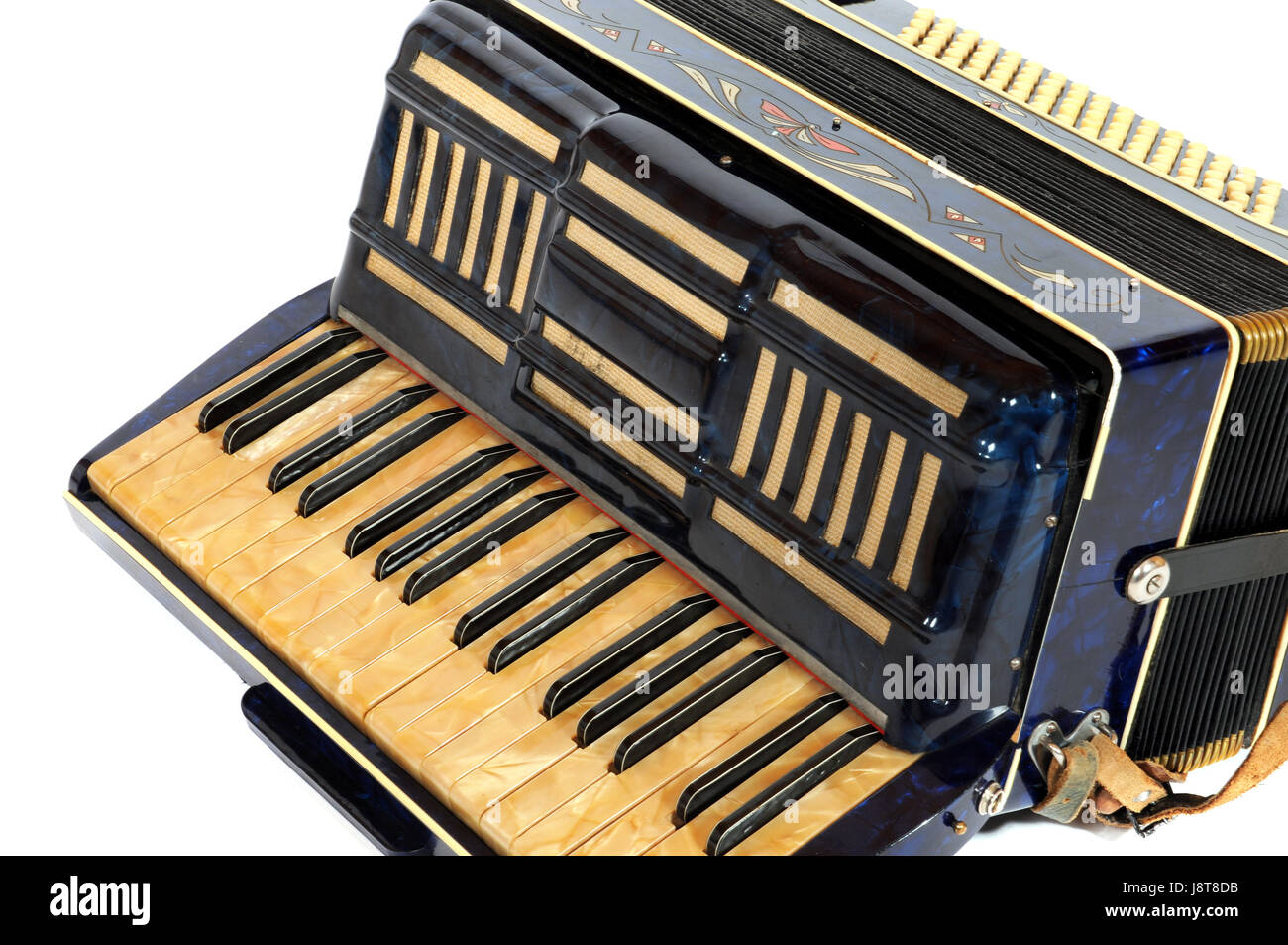 musical instrument, accordion, blue, keyboard, macro, close-up, macro Stock Photo