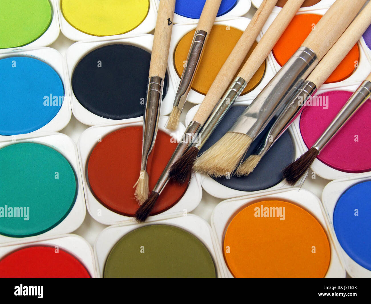 paints and brushes Stock Photo