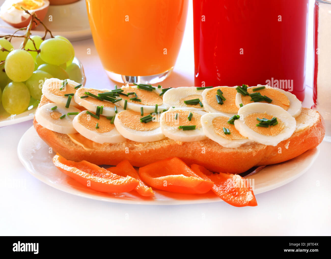 breakfast with egg on bread Stock Photo - Alamy