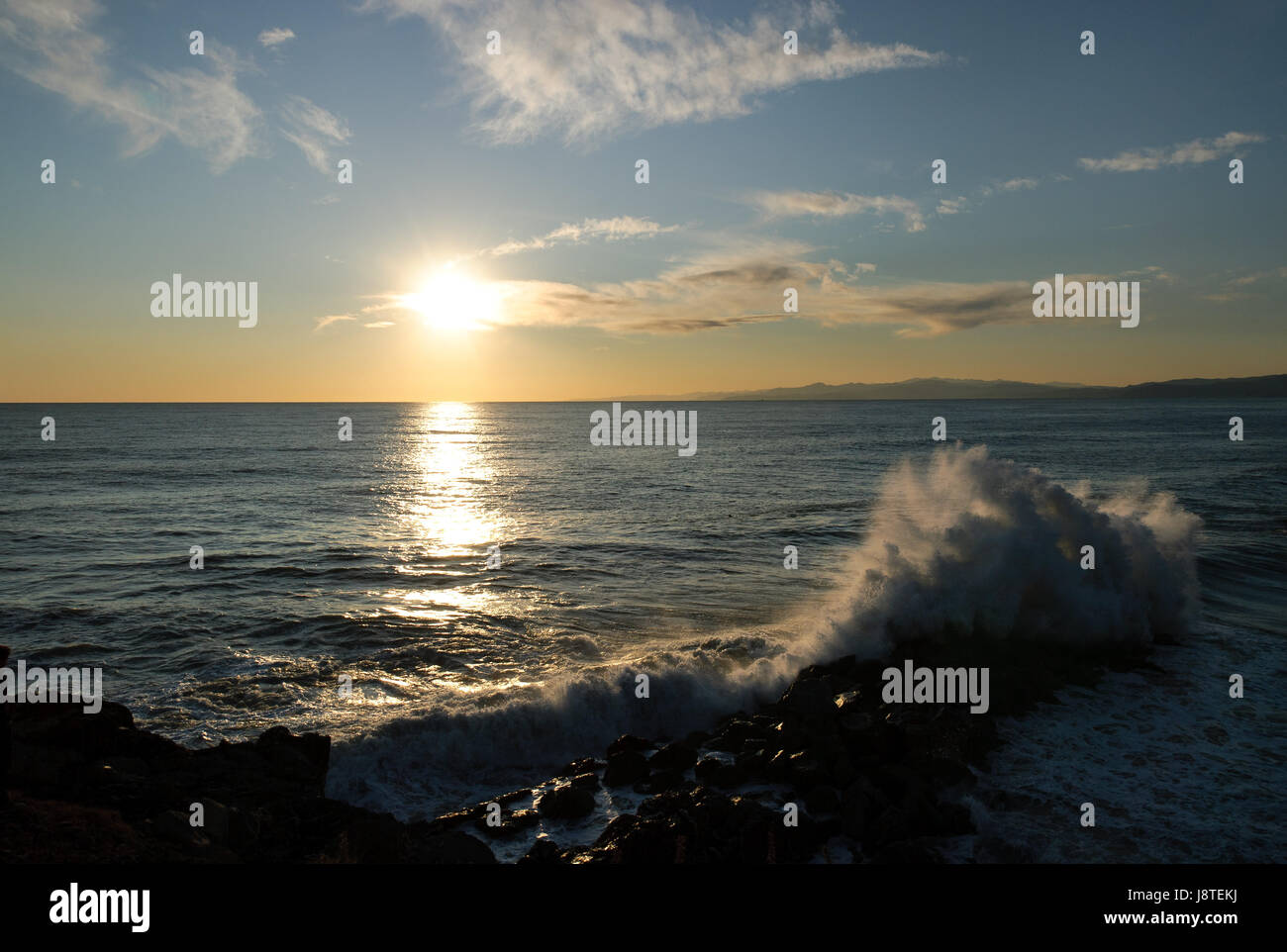 sunset, waves, fringes, firmament, sky, salt water, sea, ocean, water, wind, Stock Photo