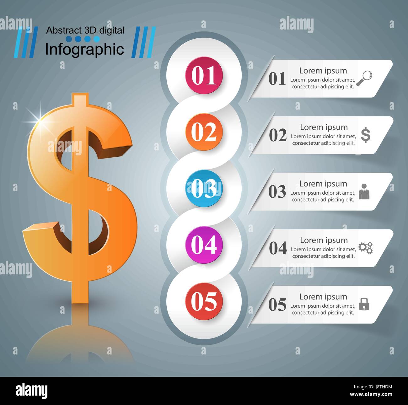 3D infographic design. Dollar icon Stock Vector Image & Art - Alamy
