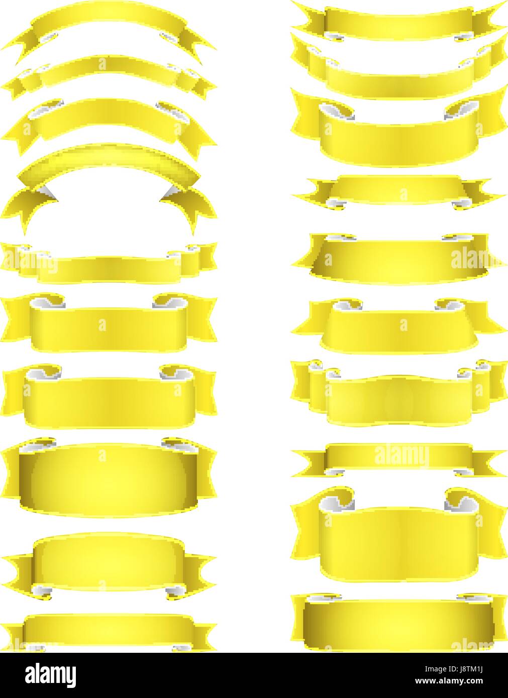 isolated vector colored satin ribbons set - yellow Stock Vector Image ...