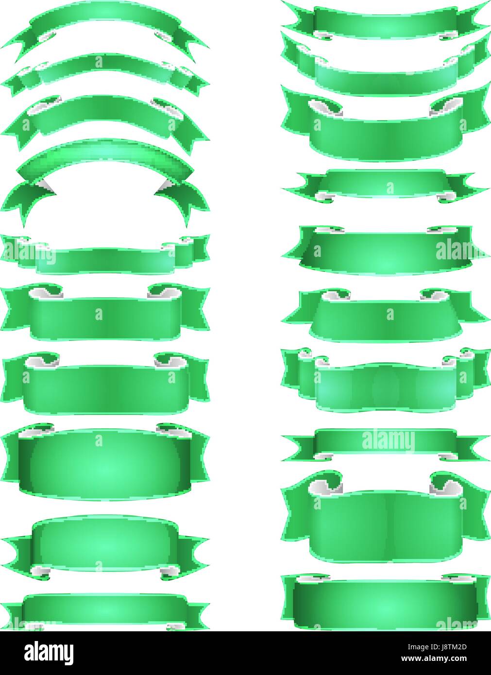 isolated vector colored satin ribbons set - green Stock Vector Image ...