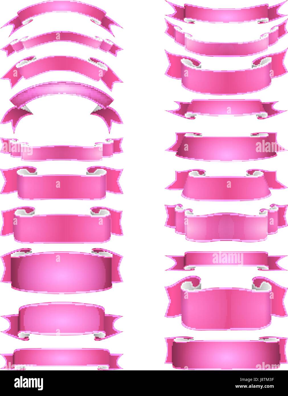 isolated vector colored satin ribbons set - purple Stock Vector Image ...