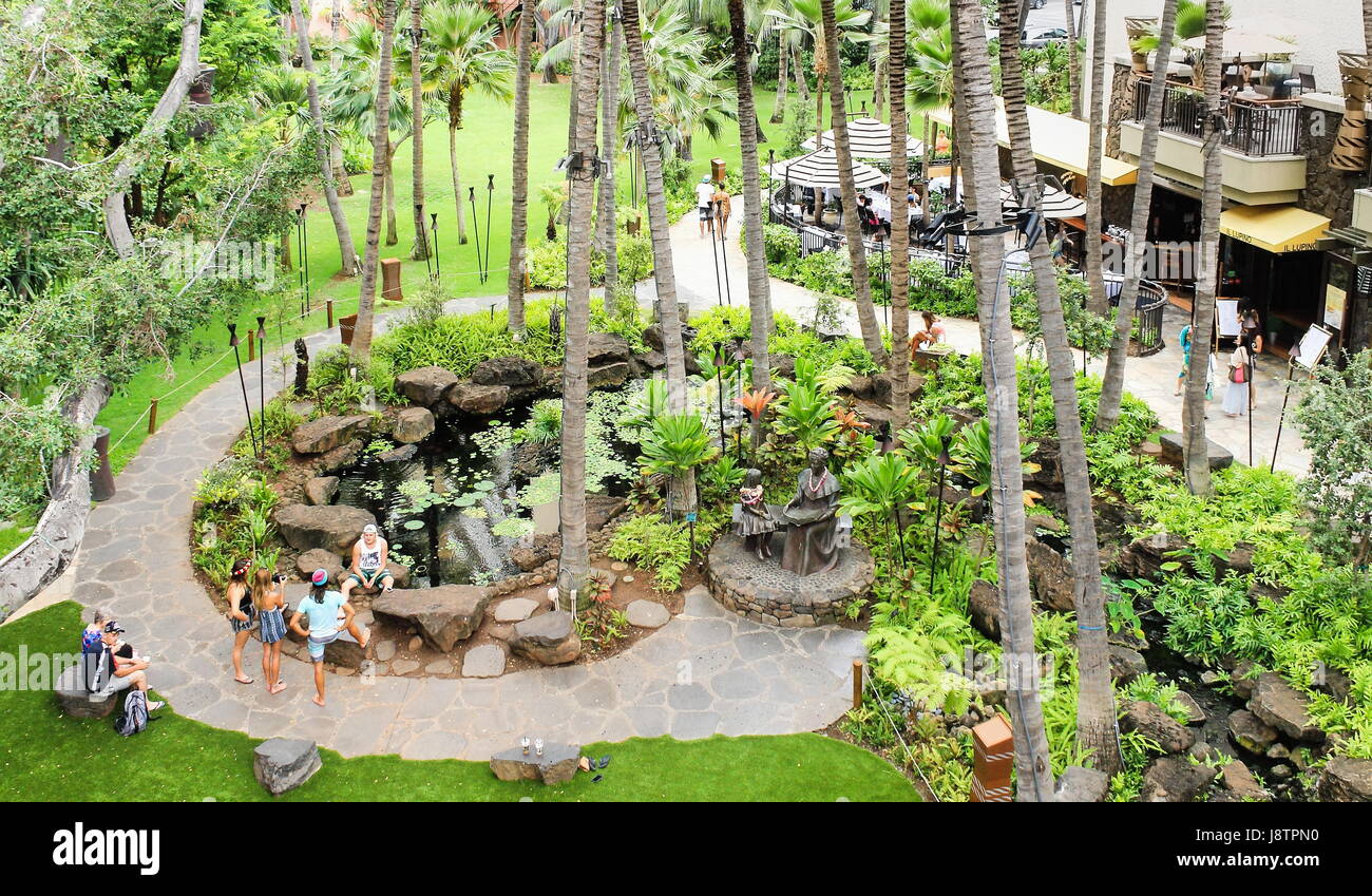 Royal Grove Garden at the Royal Hawaiian Center Stock Photo
