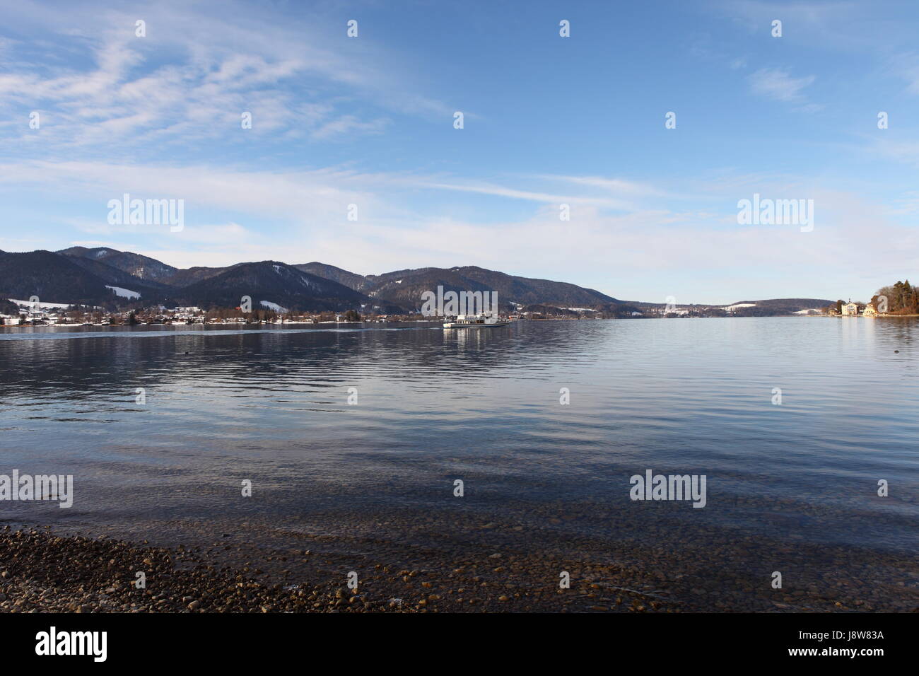 tegernsee - view from south shore towards the west bank of bad wiessee Stock Photo
