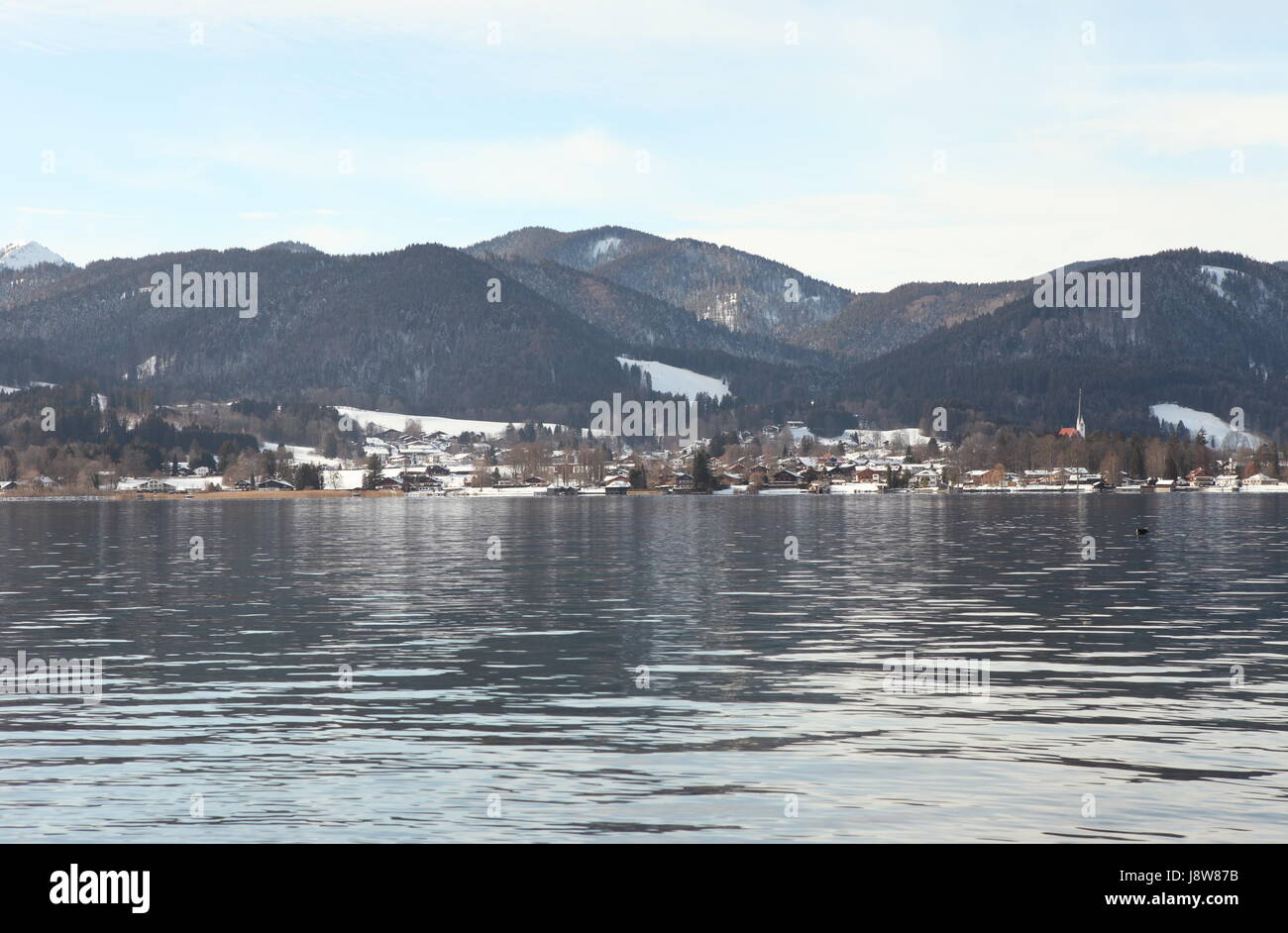 tegernsee - view from the east bank to the west bank with bad wiessee Stock Photo
