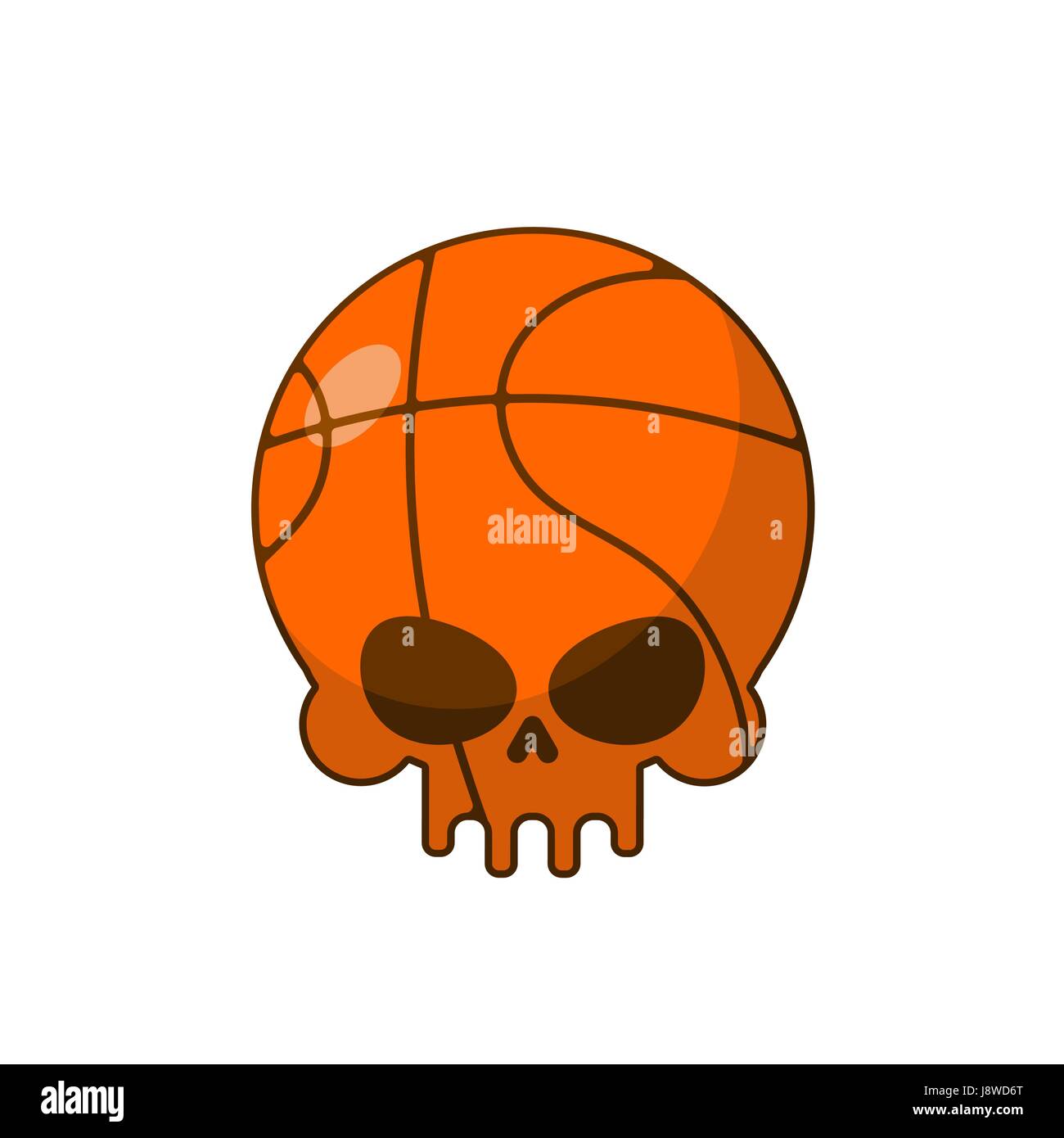 Skull basketball. Ball is head of skeleton. Emblem for sports fans