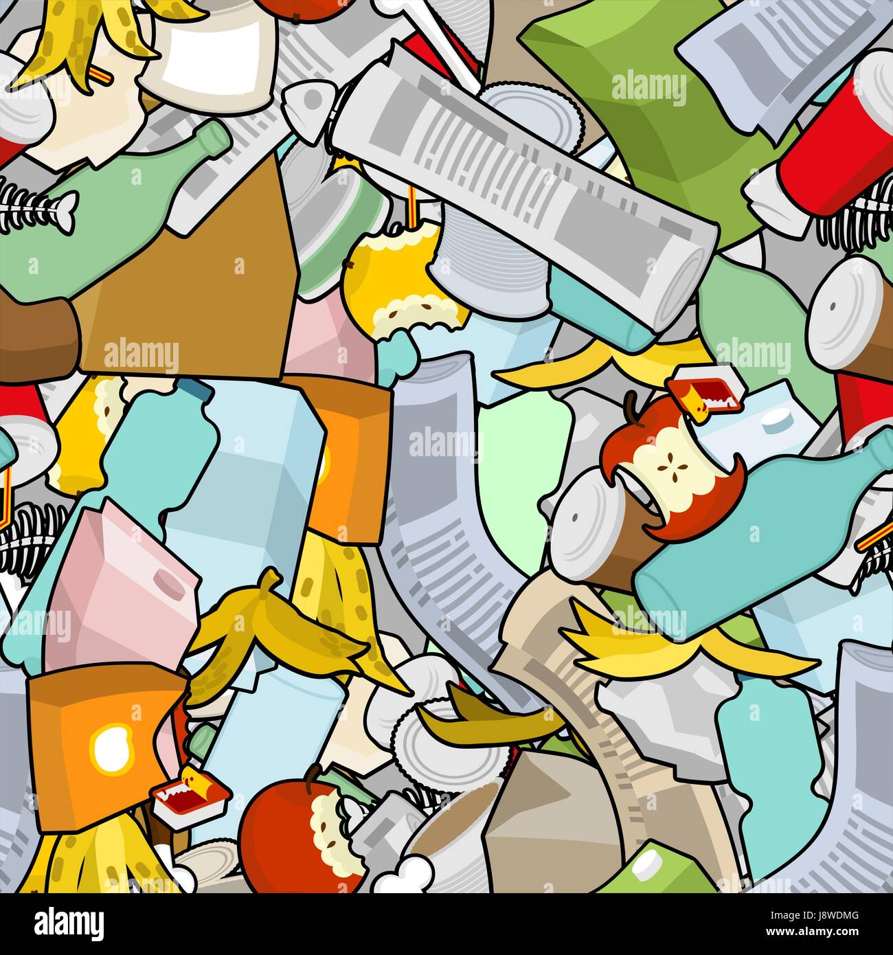 Garbage Collection Pattern Rubbish seamless pattern garbage texture hi-res stock photography and ...