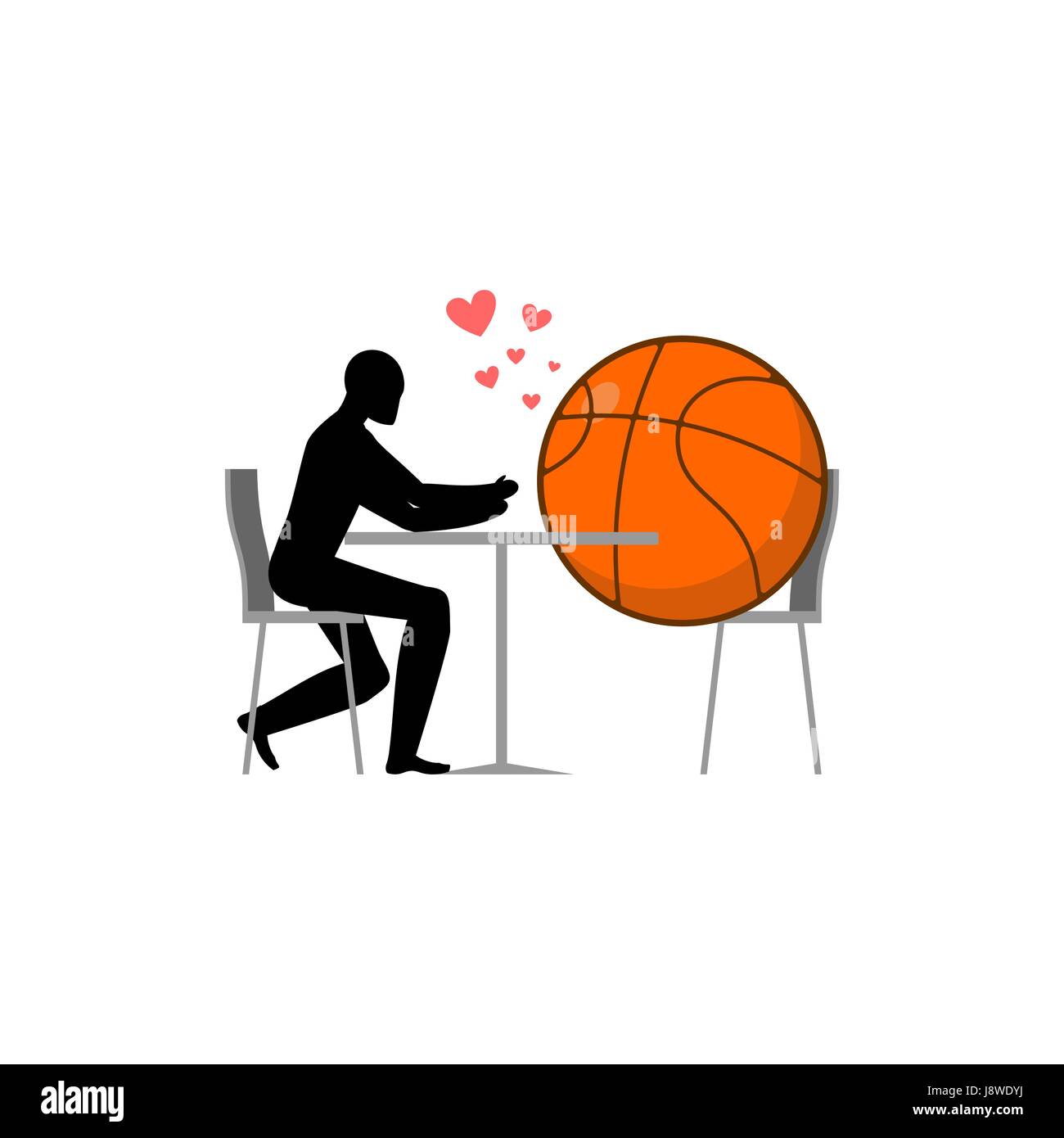 Lover Basketball. ball and guy in cafe. Lovers in restaurant. Romantic