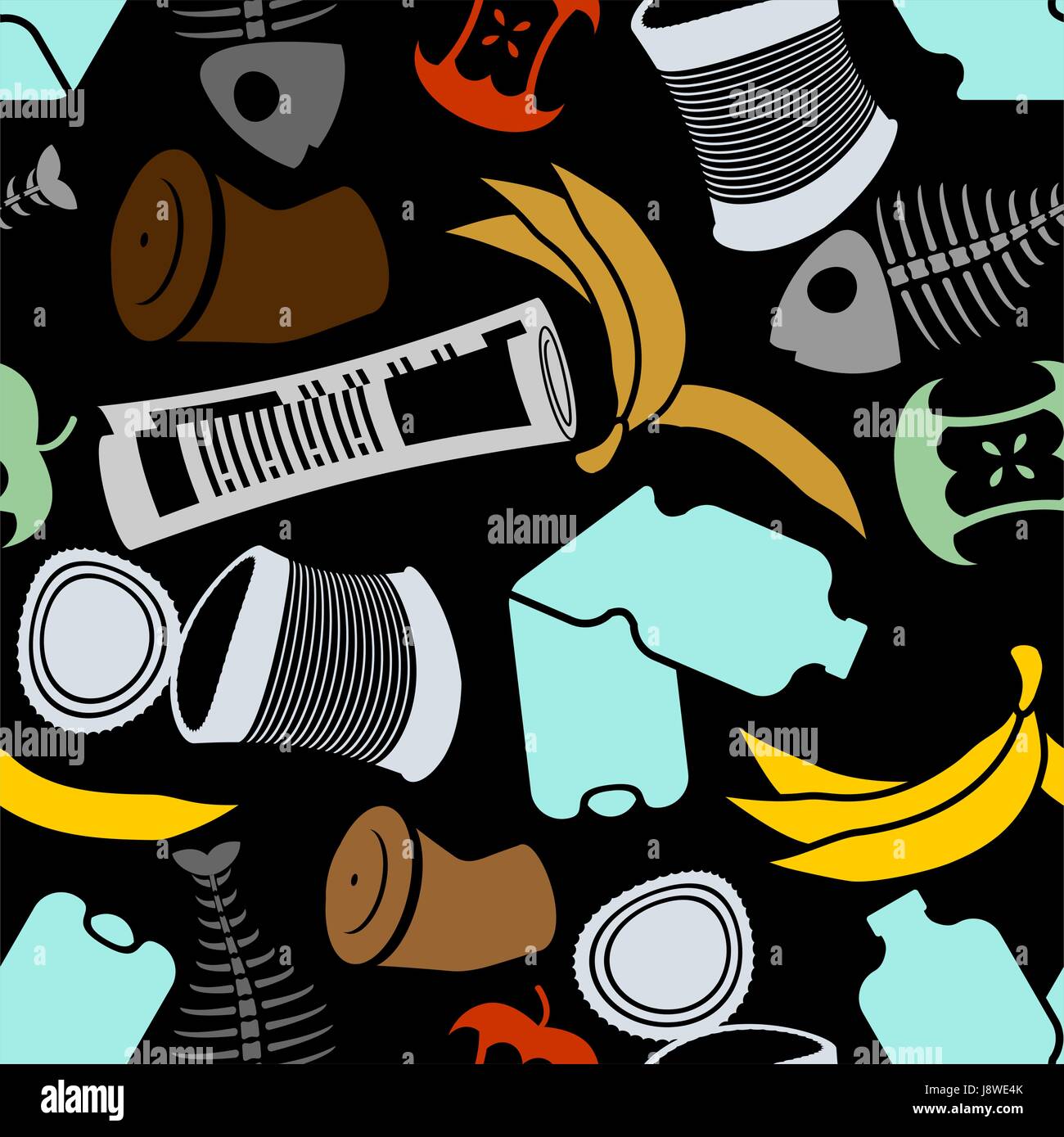 Rubbish seamless pattern. Garbage texture. trash ornament. litter