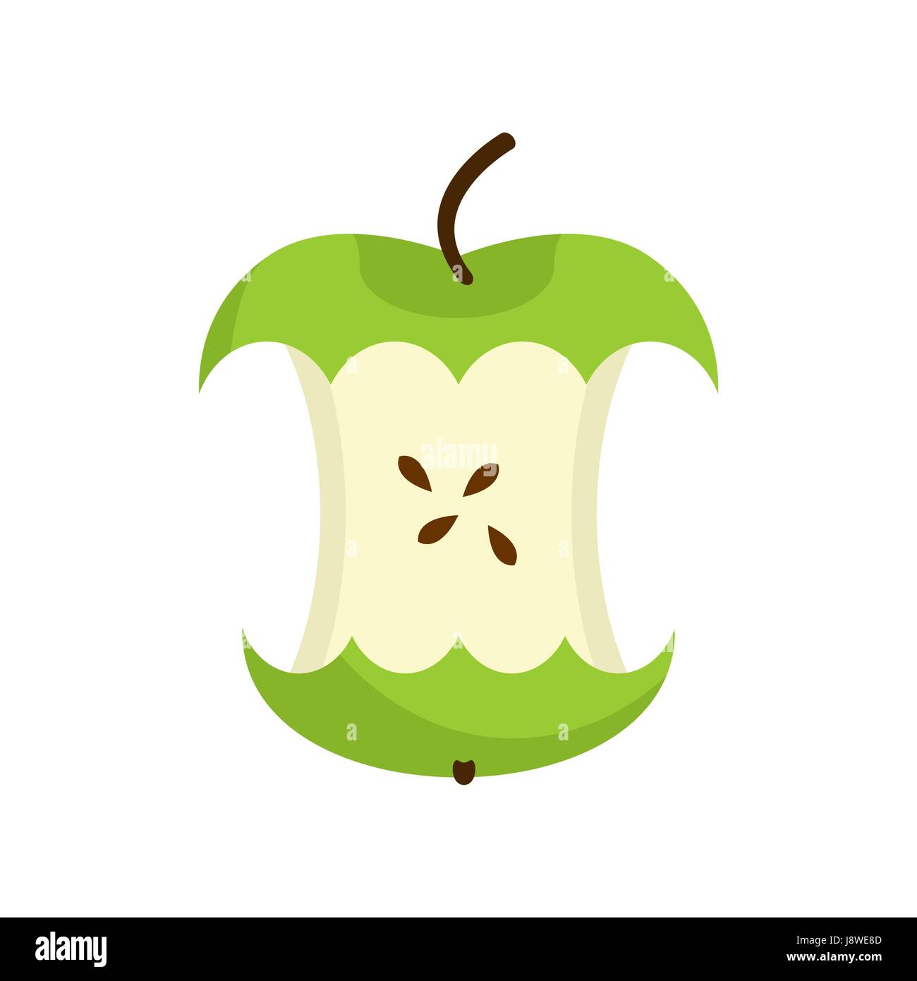 Apple core isolated. Fruit trash. Rubbish on white background. garbage