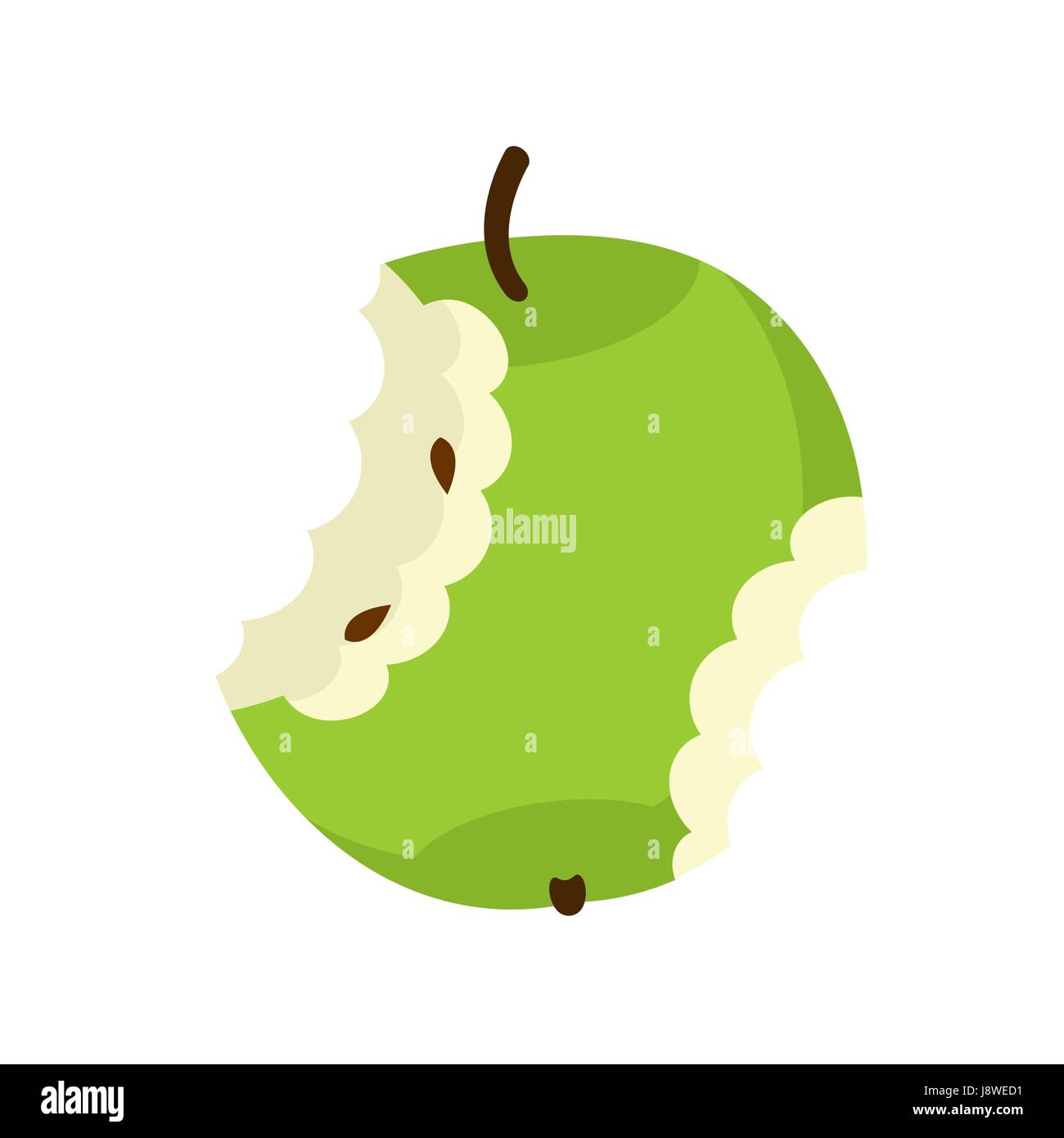 green Apple core isolated. Fruit trash. Rubbish on white background