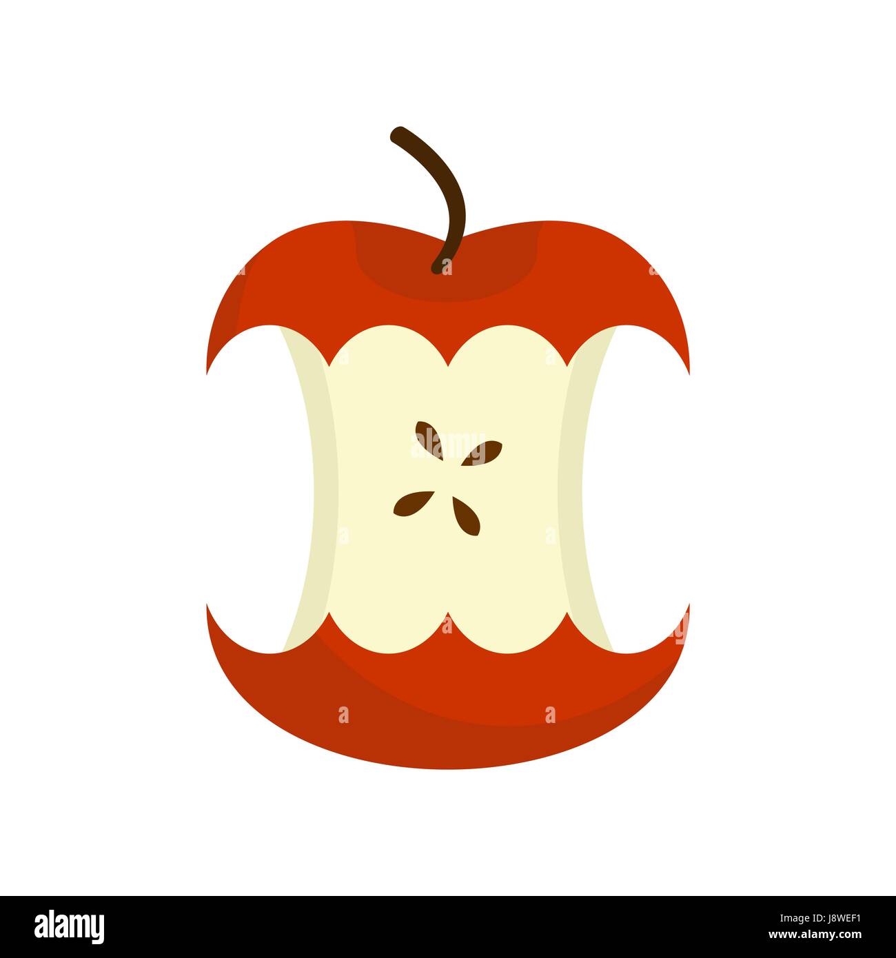 red Apple core isolated. Fruit trash. Rubbish on white background