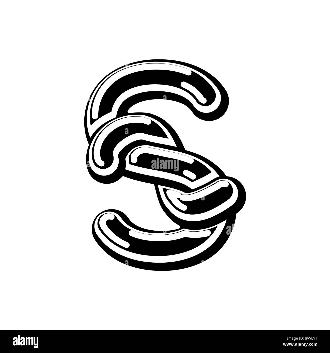 Letter S Celtic font. norse medieval ornament ABC. Traditional ancient