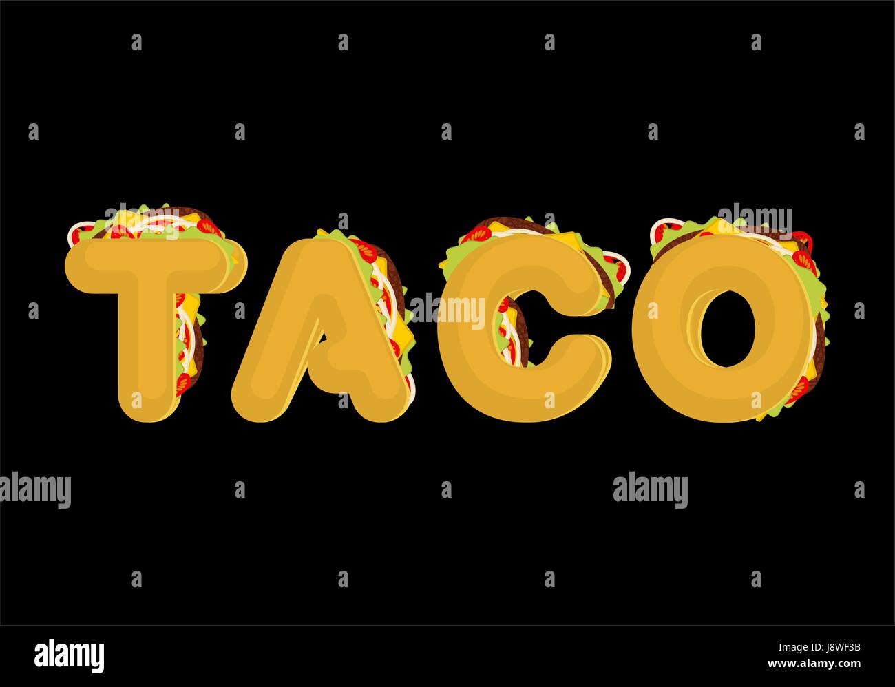 Taco Lettering Mexican Fast Food Font Tacos Text Traditional