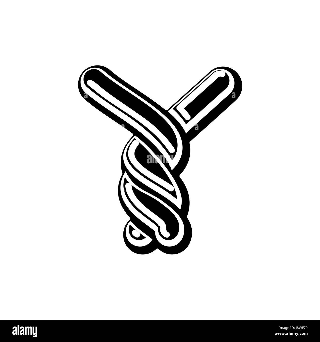 Letter Y Celtic font. norse medieval ornament ABC. Traditional ancient