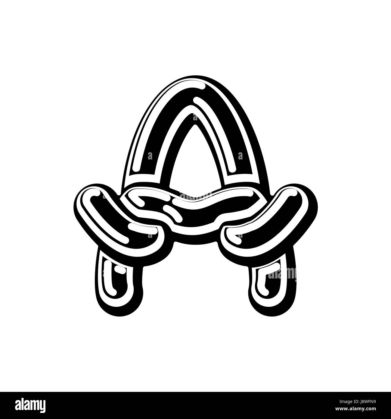 Letter A Celtic font. norse medieval ornament ABC. Traditional ancient