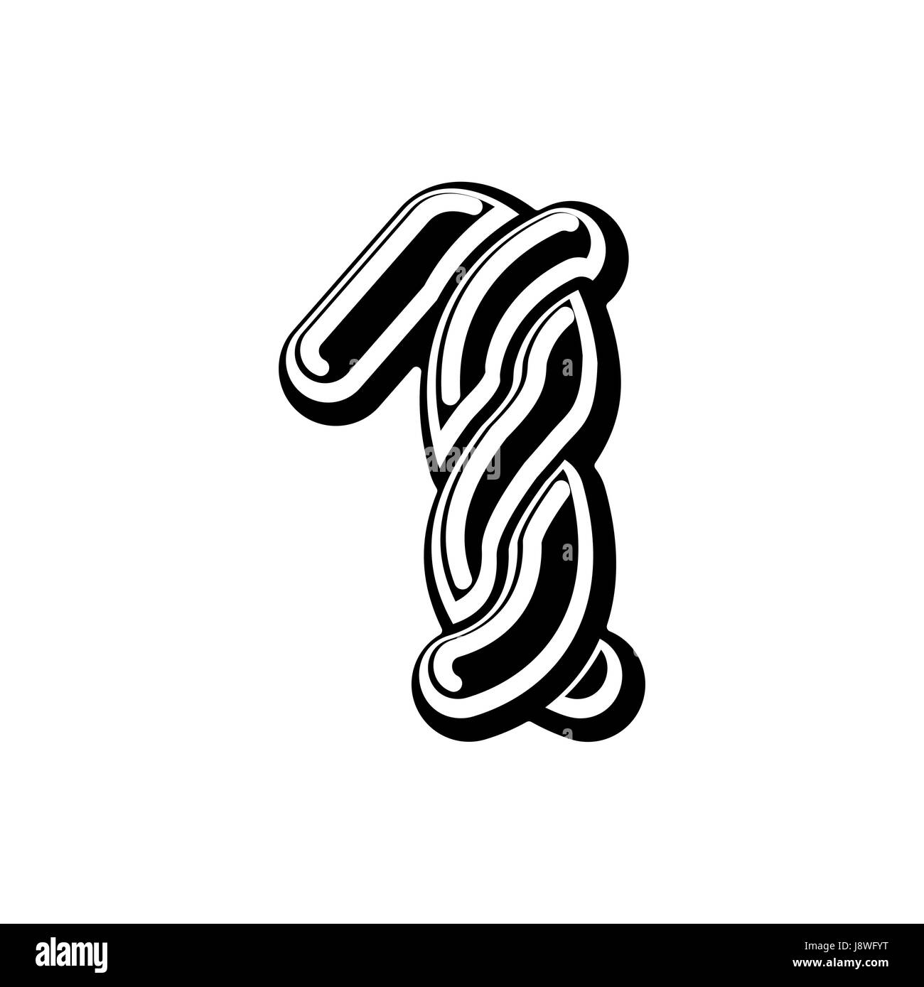 Number 1 Celtic font. norse medieval ornament ABC sign one. Traditional