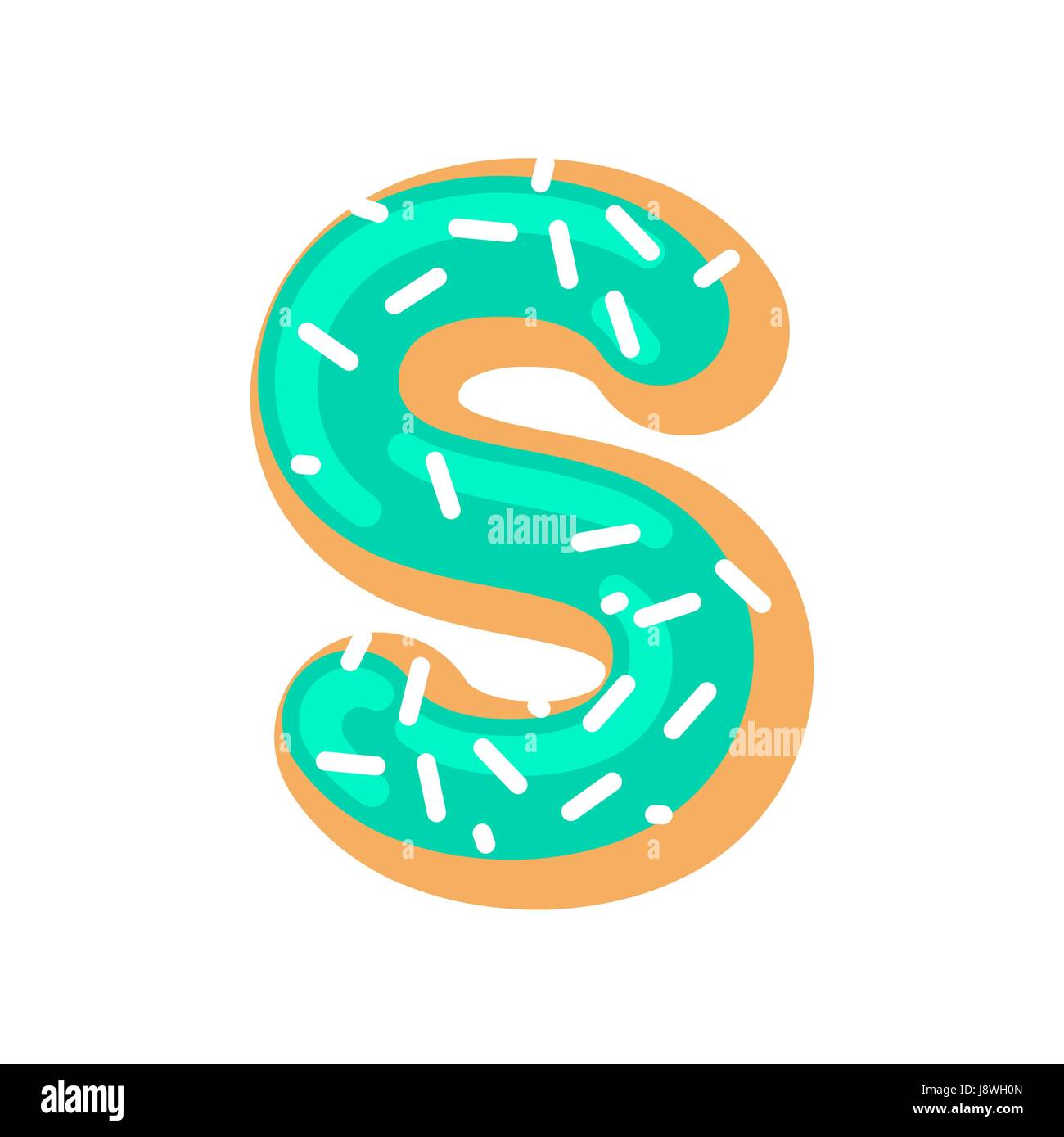Letter S donut font. Doughnut alphabet. Sweet lettering. candy ABC