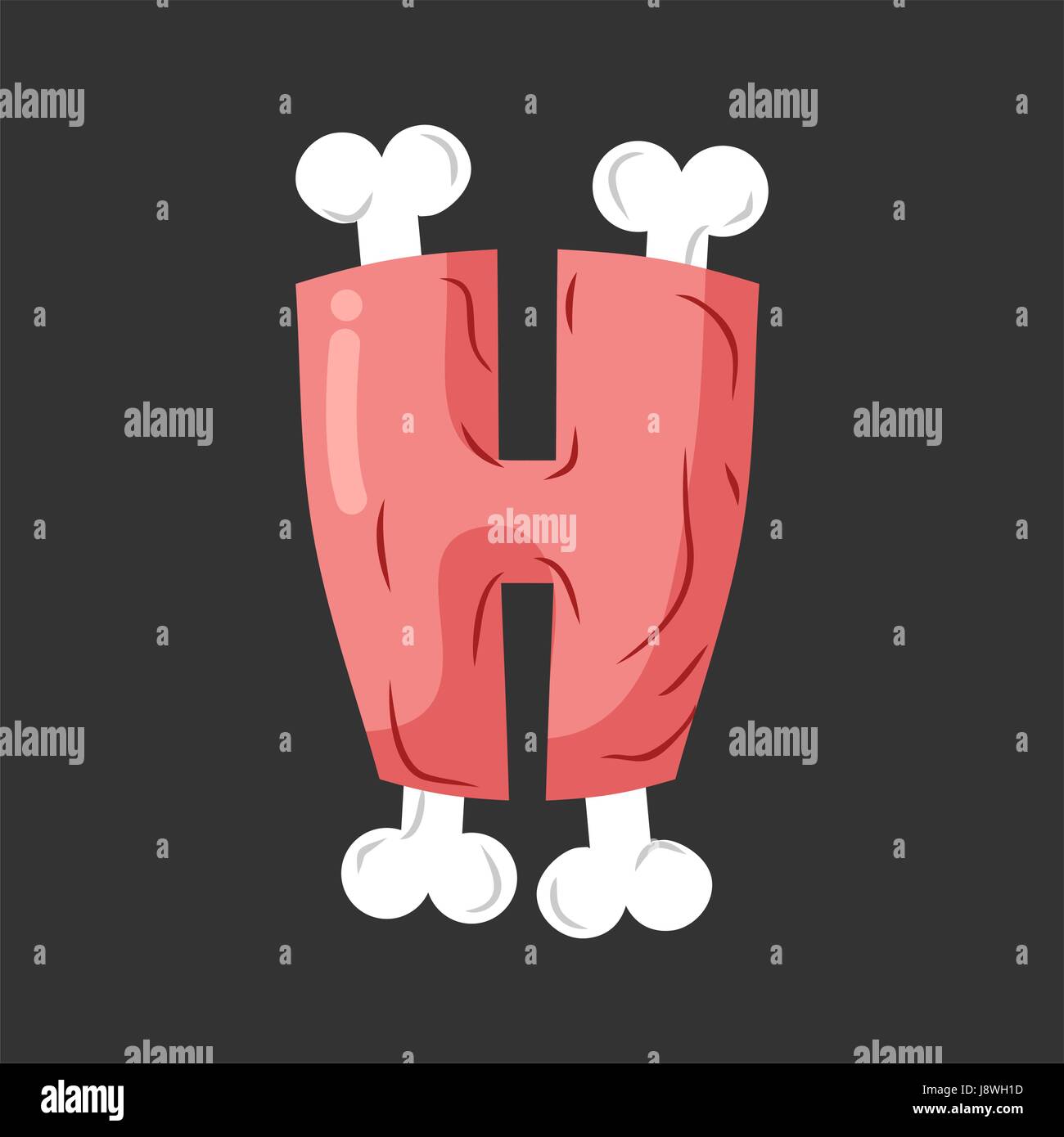 Letter H Meat Font. Pork And Bone Alphabet Sign. Ham Lettering. Beef ...