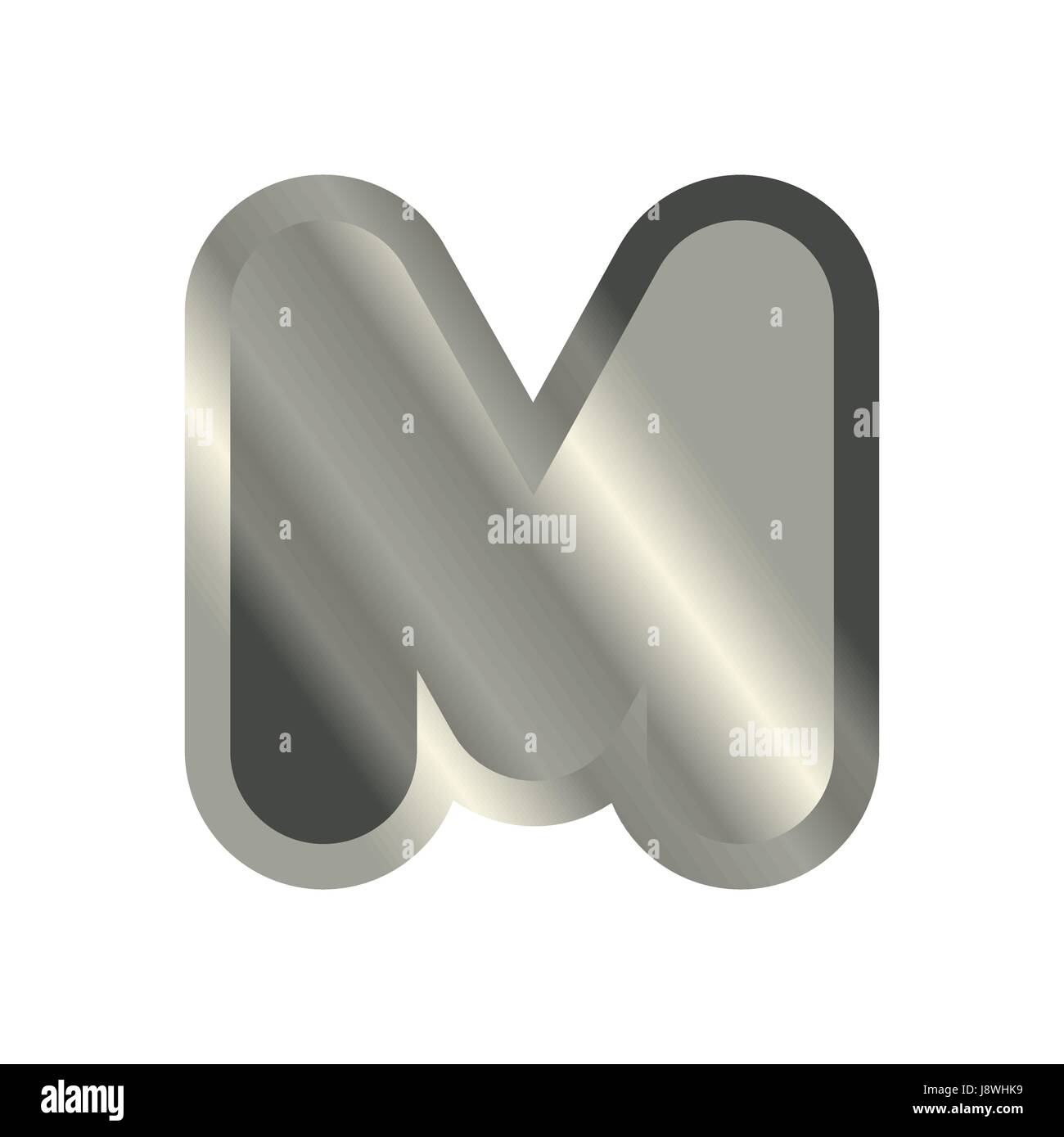 Letter M steel font. Metal alphabet sign. Iron ABC symbol. chromium ...