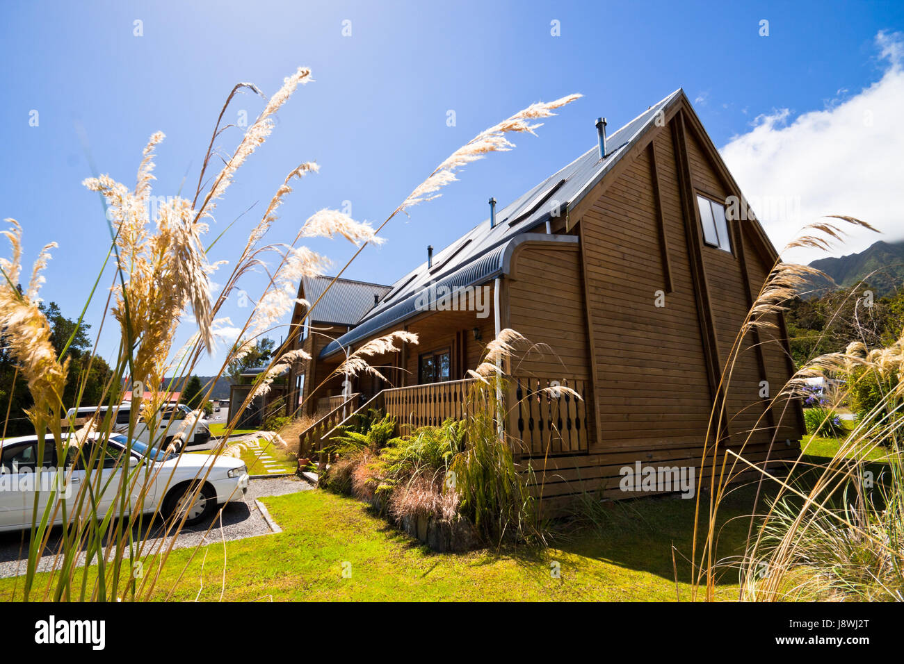 wooden, exterior, mountain, lodge, building, house, building, beautiful, Stock Photo