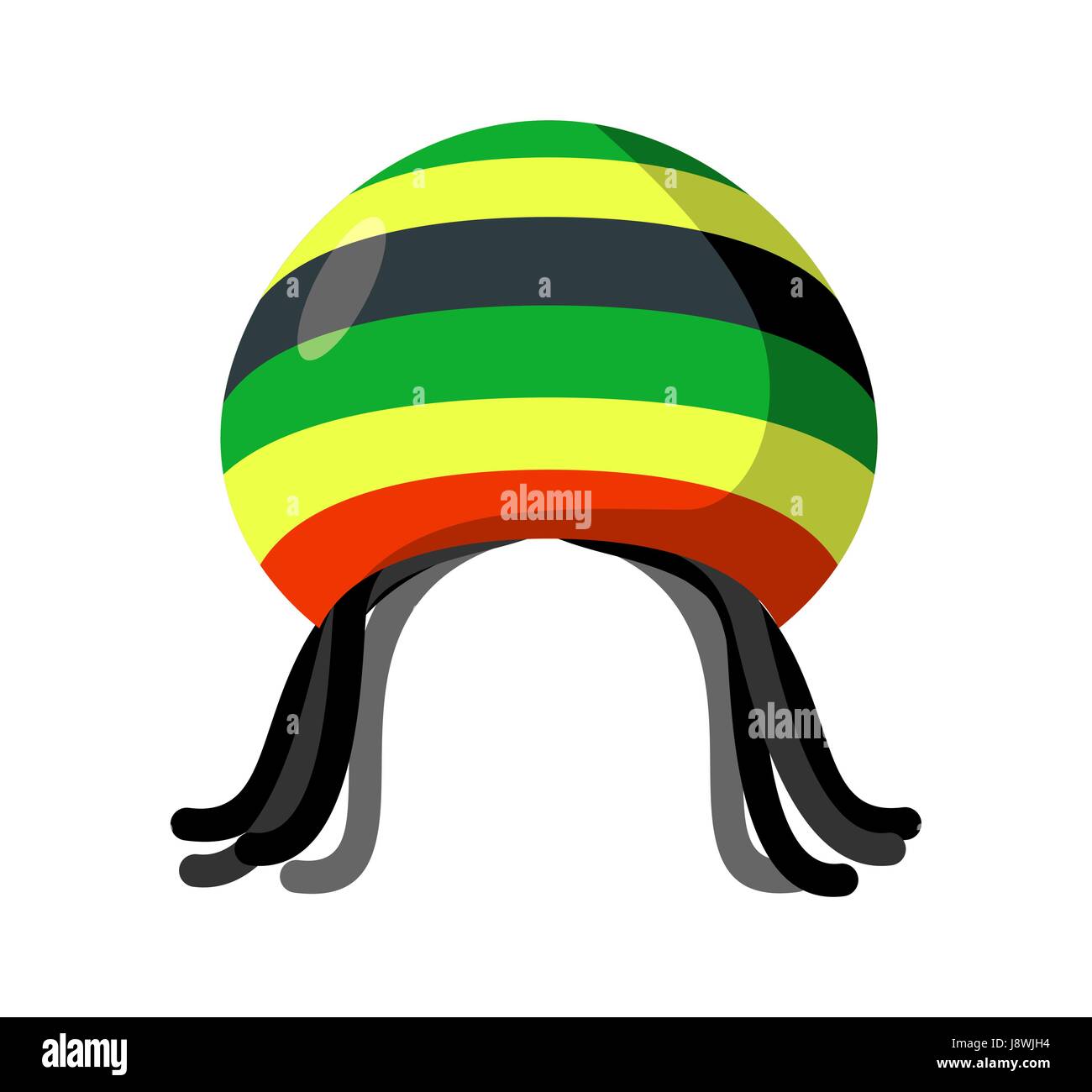 dreadlocks isolated. Jamaica cap 