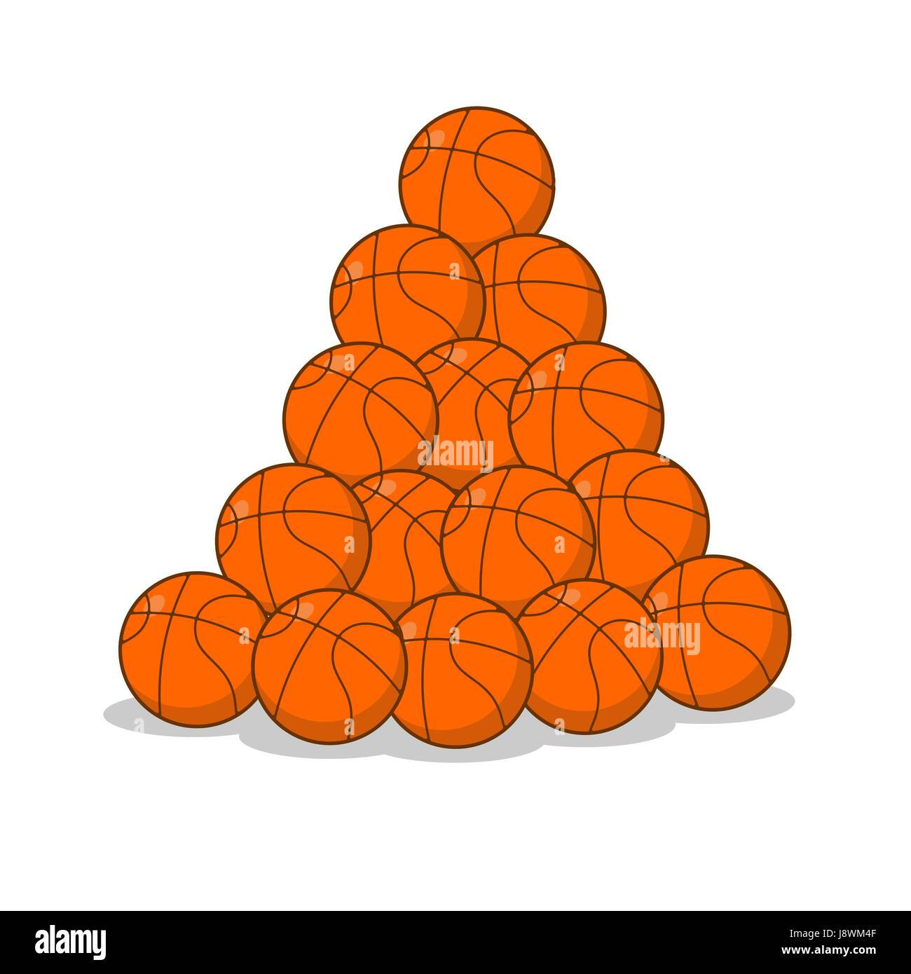 Pile of basketball ball. many of orange balls. Sports accessory Stock