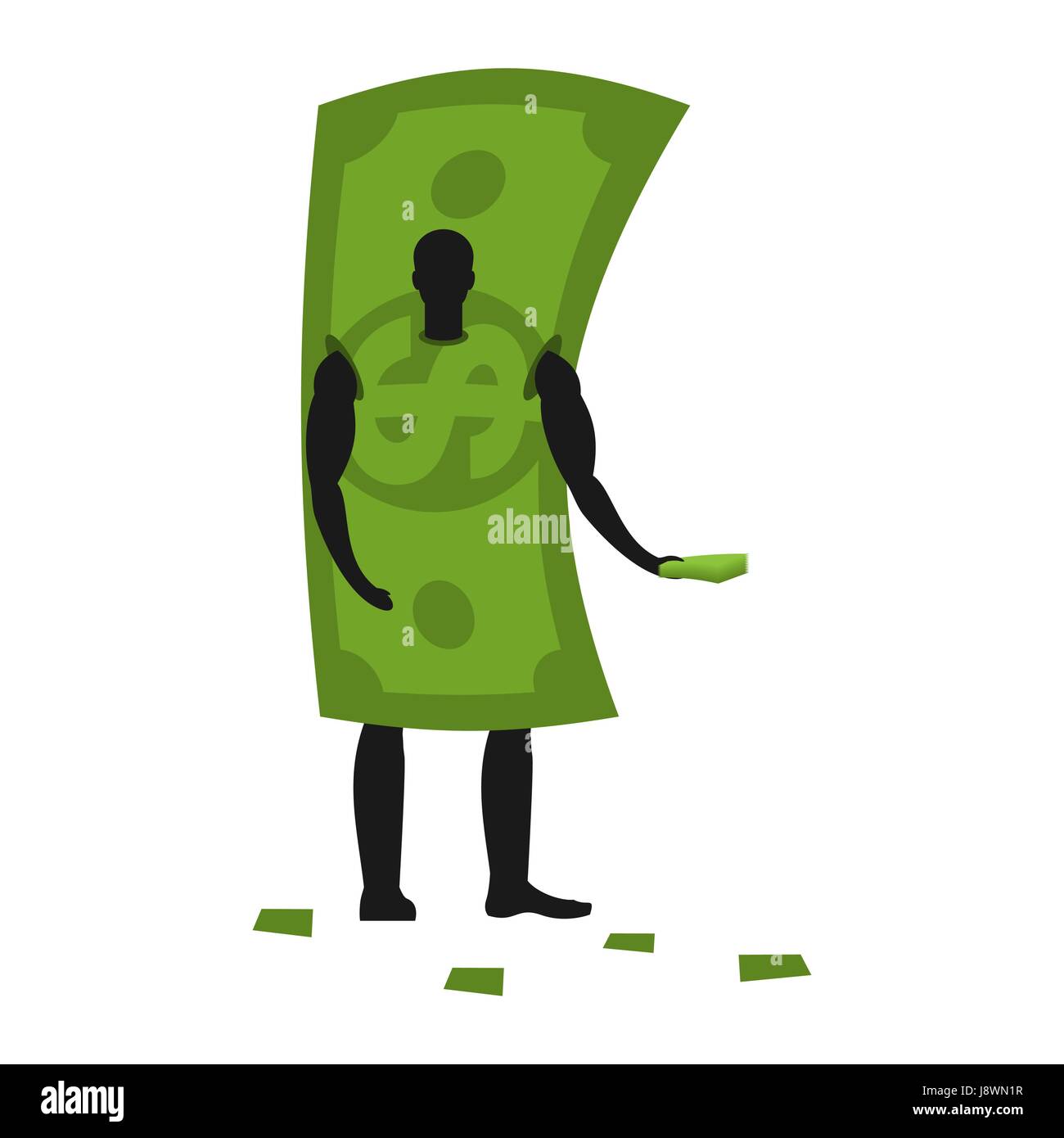 Money Mascot man promoter. Male in dollar costume handing out flyers. Cash  puppets engaged in advertising goods Stock Vector Image & Art - Alamy