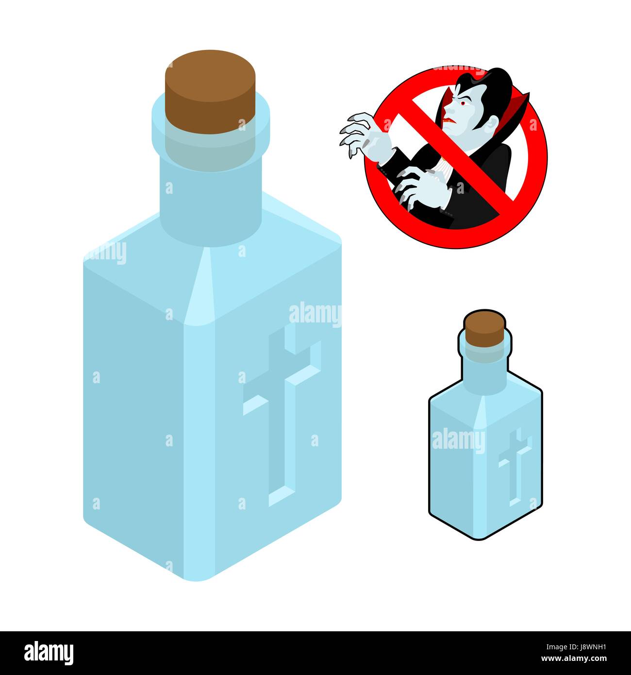 Holy Water bottle against vampires. Ban Dracula. Anti Vampire tool