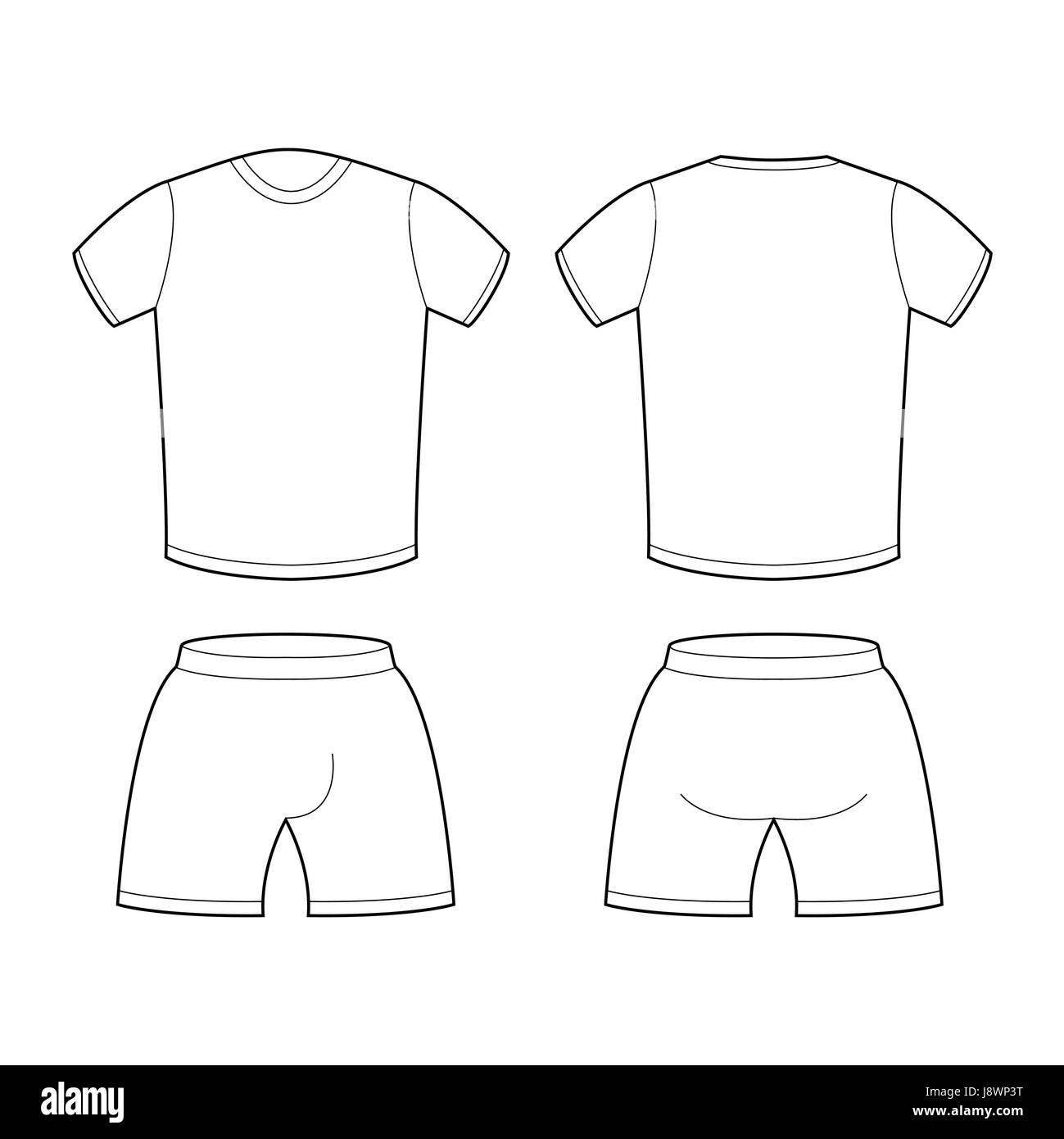 T-shirt and shorts Template for design. Sample for sports clothing soccer. Football shape blank curve Stock Vector
