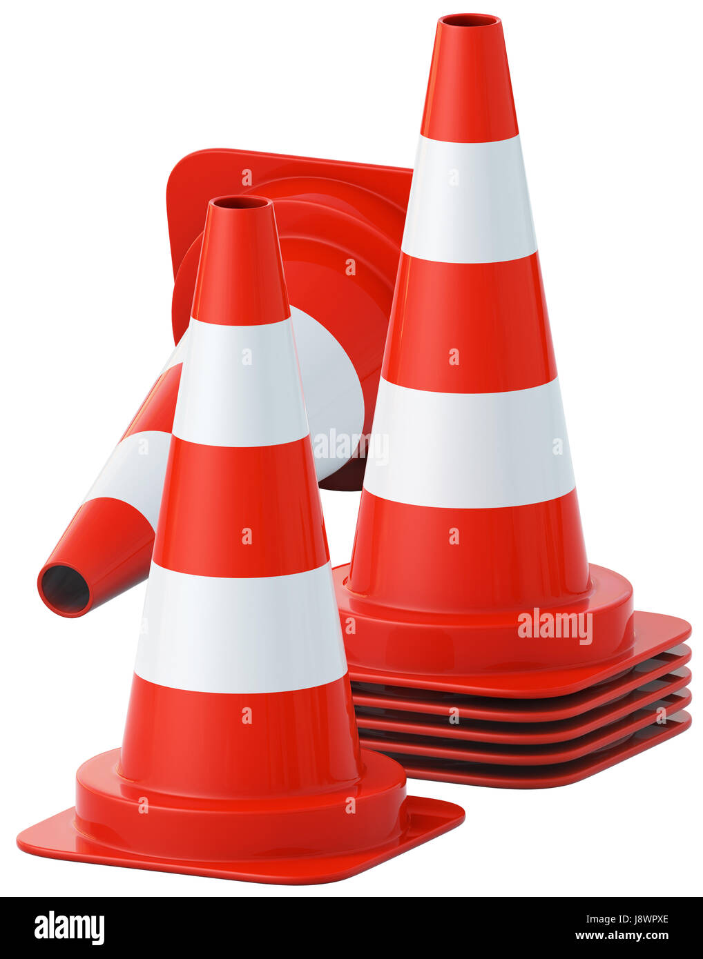 traffic cones,pylons,leitkegelstapel Stock Photo