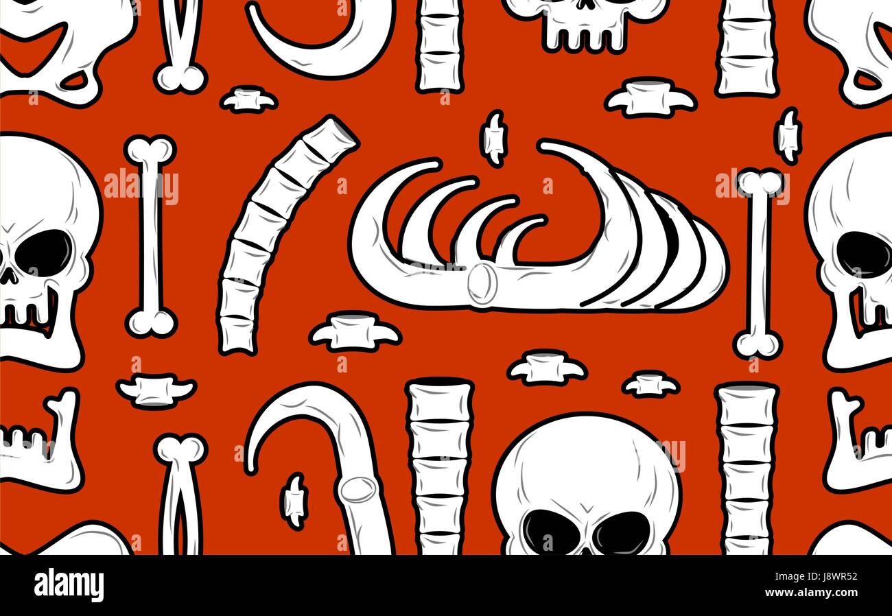 Skeleton Background Bones Seamless Pattern Skull Ornament Anatomy Texture Hell Pattern Skull And Spine Jaw And Pelvis Halloween Template Relig Stock Vector Image Art Alamy