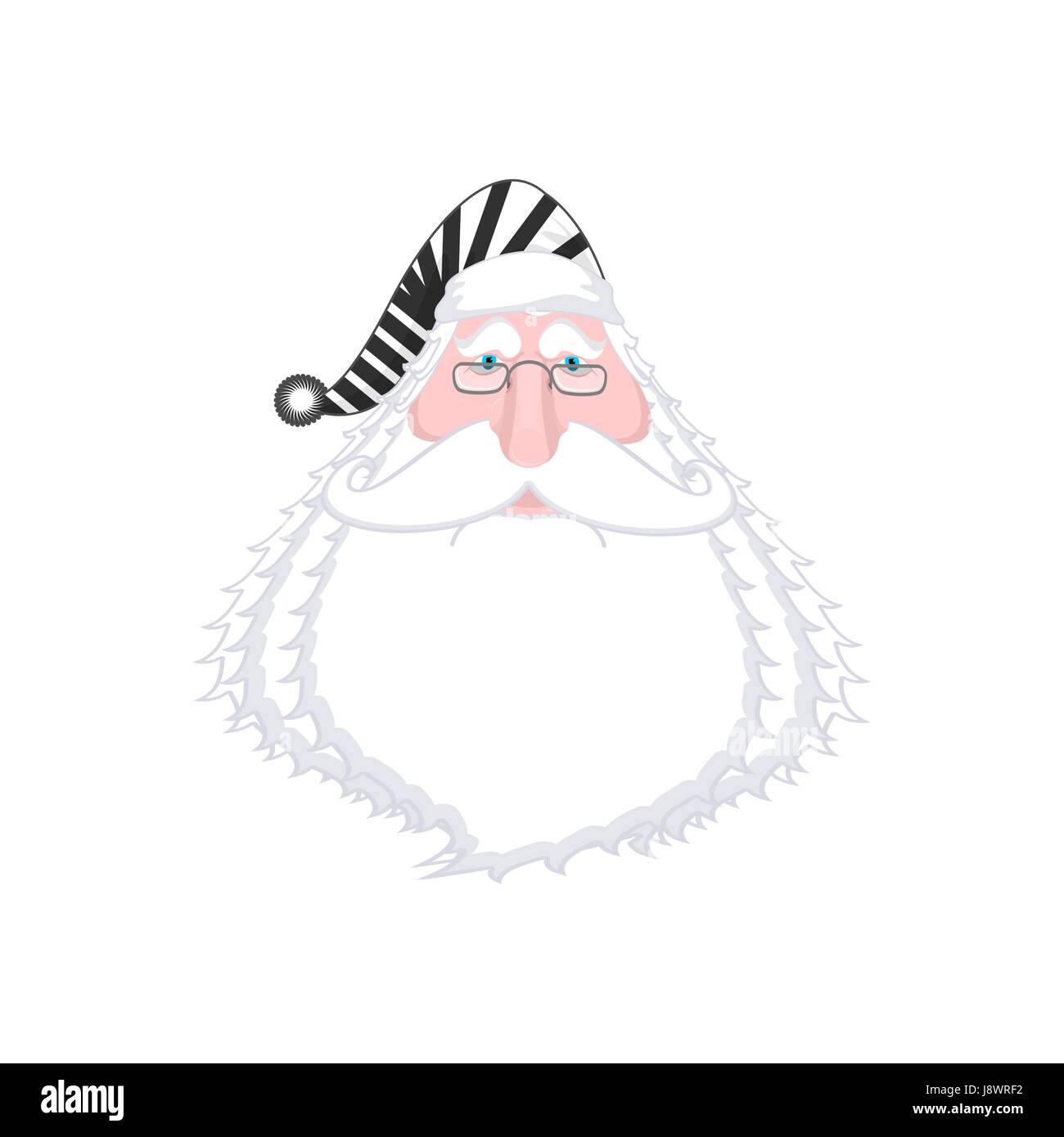 Santa face in striped robe. Arrested Bad Claus. Grandpa Photo Prisoner in custody for new year. offender portrait Stock Vector