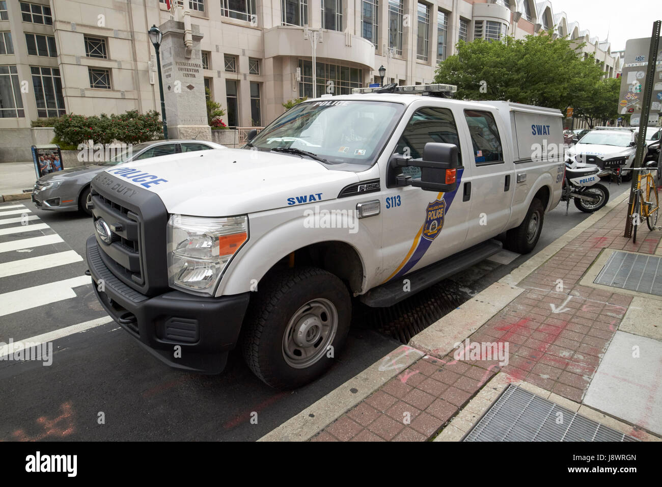 Philadelphia police swat ford truck vehicle USA outside the convention center Stock Photo