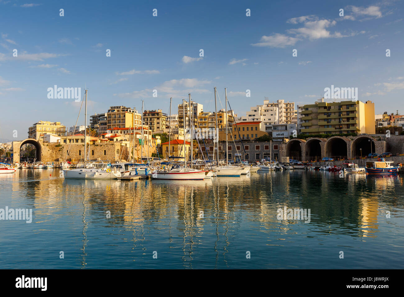 Old Venetian harbor in Heraklion, Crete, Greece. Stock Photo