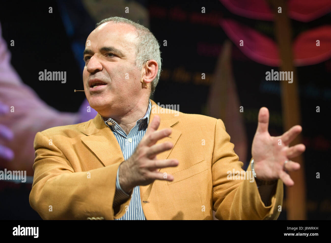 Garry Kasparov Russian chess grandmaster speaking on stage at Hay Festival 2017 Hay-on-Wye Powys Wales UK Stock Photo