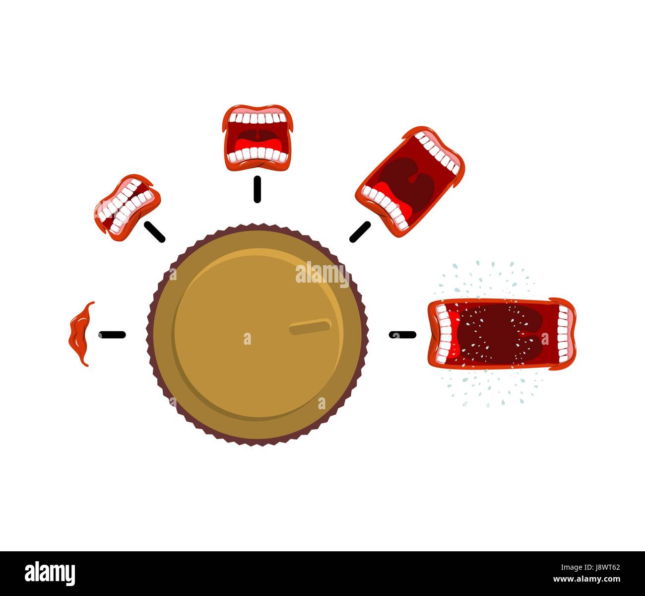 Adjust volume. Turning control knob. shout level. Stage scream. Open ...