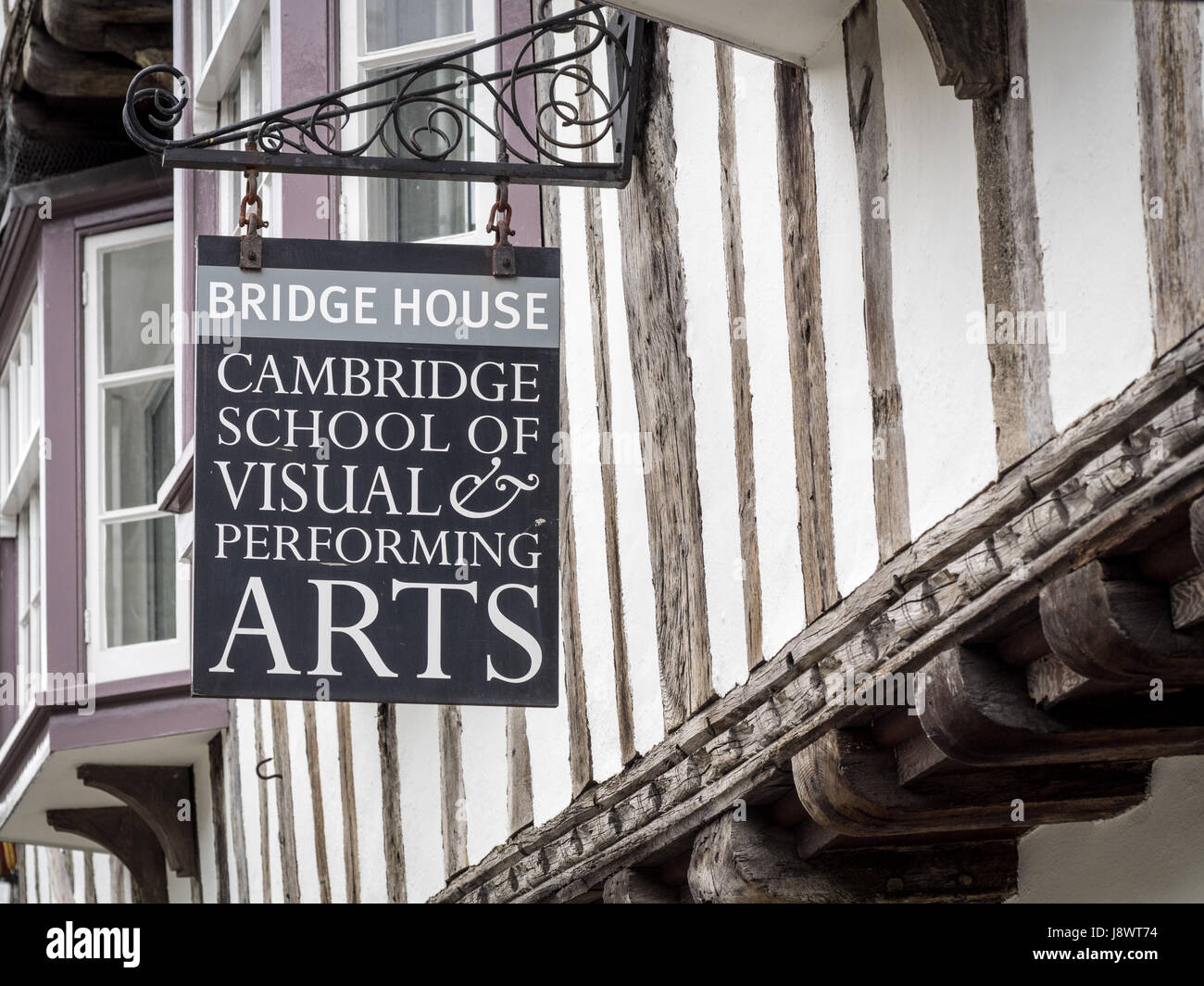 Signs at the entrance of the Cambridge School of Visual and Performing Arts in Central Cambridge, UK Stock Photo