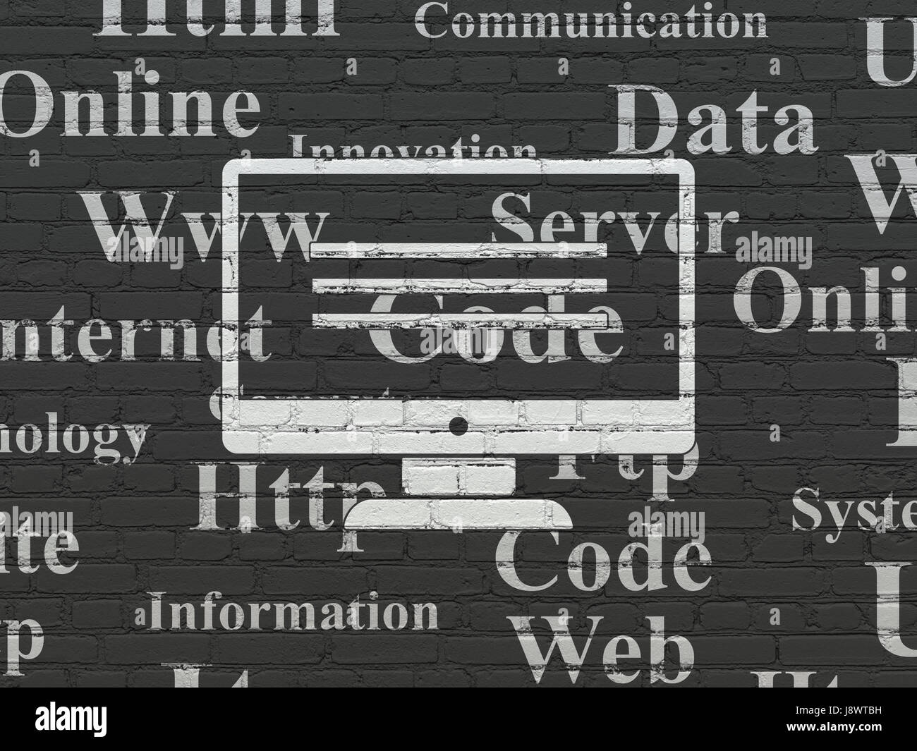 Web design concept: Monitor on wall background Stock Photo - Alamy