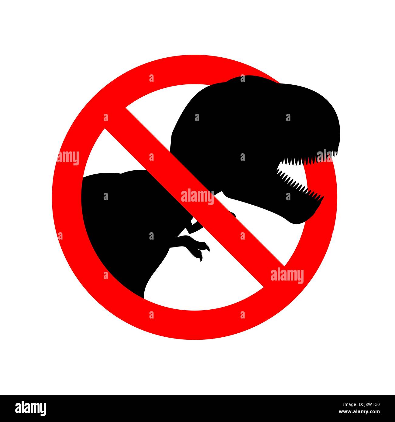 Stop dinosaur. Prohibited tirranozavr Rex. Crossed-aggressive ...