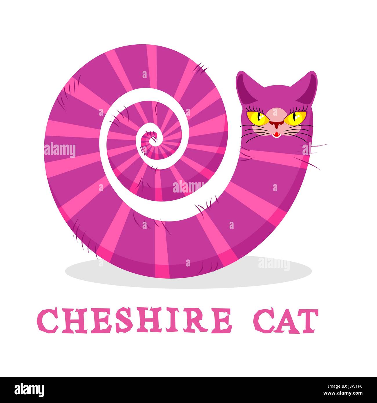 Cheshire Cat. Magic animal with long tail. Striped  Fairy tale of the beast Stock Vector