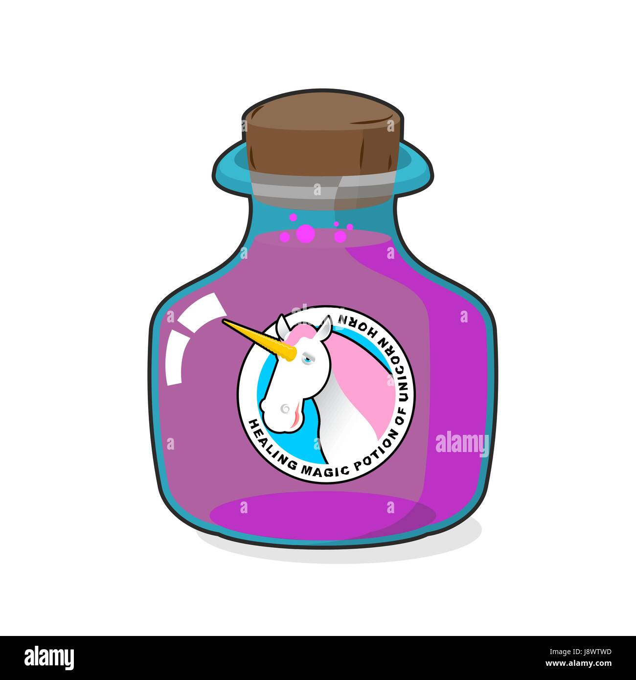 Magical potion from horn of unicorn. Magic drink. Fantastic very rare