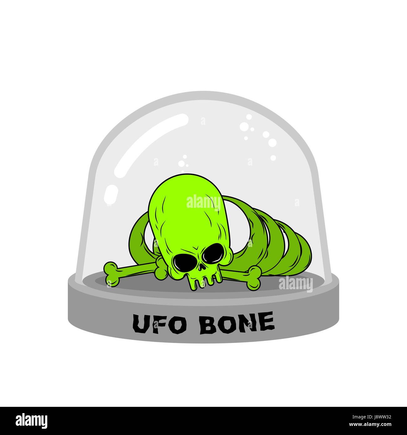 Ufo Bones In Glass Bell Skull Alien Humanoid Laboratory Flask 