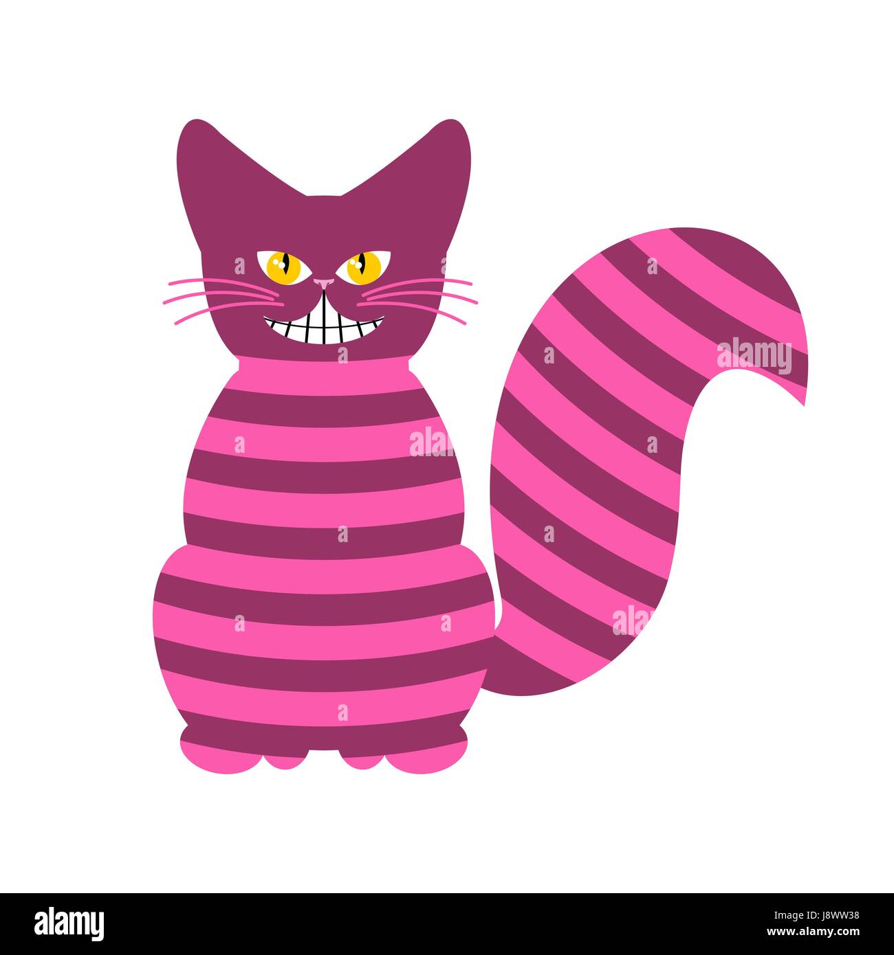 Cheshire Cat. Magic animal with long tail. Striped Fairy tale of beast Stock Vector