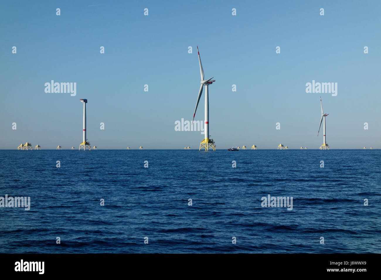Wikinger Offshore Windfarm Construction Stock Photo